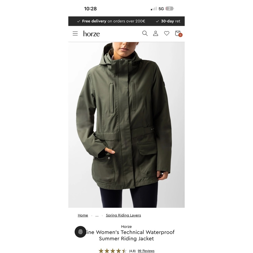 Horze jadine Womens shell Waterproof  Riding Jacket beetle Green Equestrian